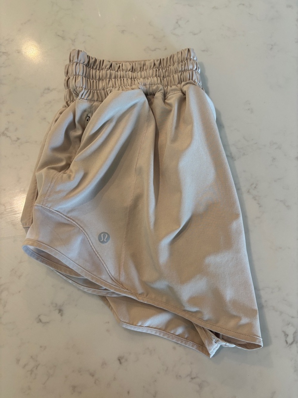 lululemon athletica Women's Light Beige Athletic Shorts - Elastic Waist